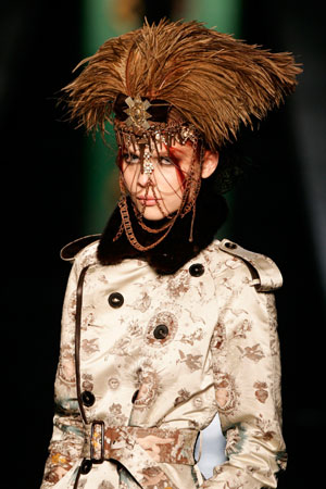 A model displays a creation by French designer Jean-Paul Gaultier as part of his Autumn/Winter 2007/08 ready-to-wear fashion show in Paris February 27, 2007.