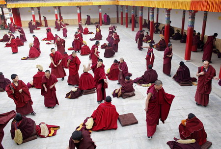 Monks exercise ahead of Tibetan new year